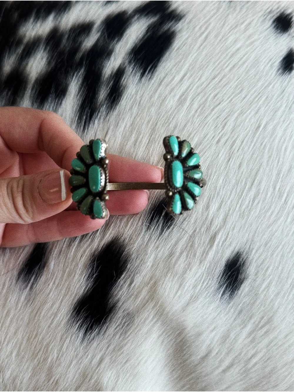 Turquoise Floral Cluster Cuff Bracelet - Women Accessories